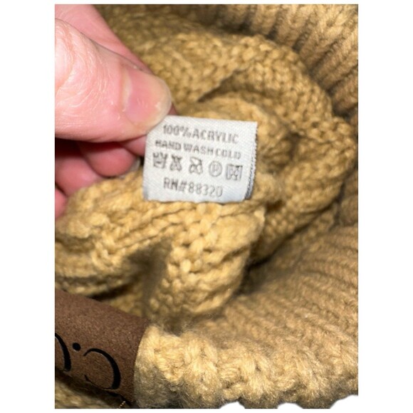 CC Beige Knit Beanie FURTALK Green Faux Fur Pom Hat Womens Winter Lot - Picture 8 of 16